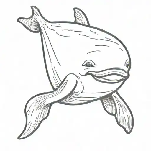 smiling beluga whale tattoo design idea