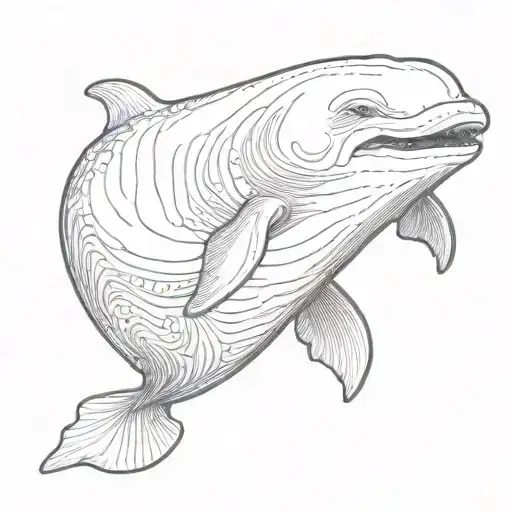 smiling beluga whale tattoo design idea