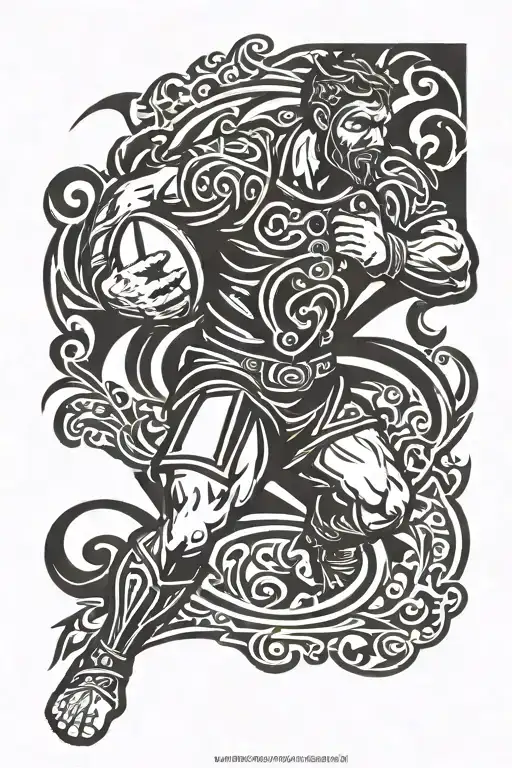 renaissance combat rugby tattoo design idea