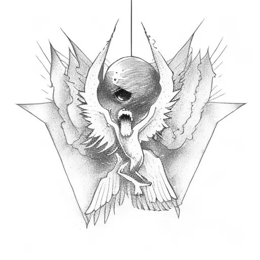 Icarus falling from the sky with wings tattoo design idea