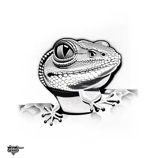 gecko with travel backpack tattoo design idea