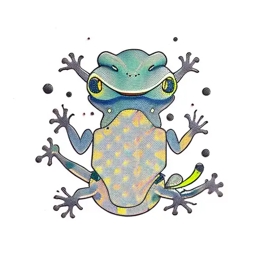 gecko with travel backpack on it's back tattoo design idea
