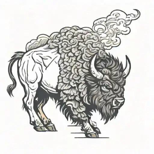 bison facing storm tattoo design idea
