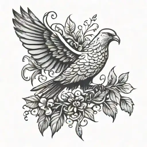 dove with laurel branch and eagle soaring tattoo design idea