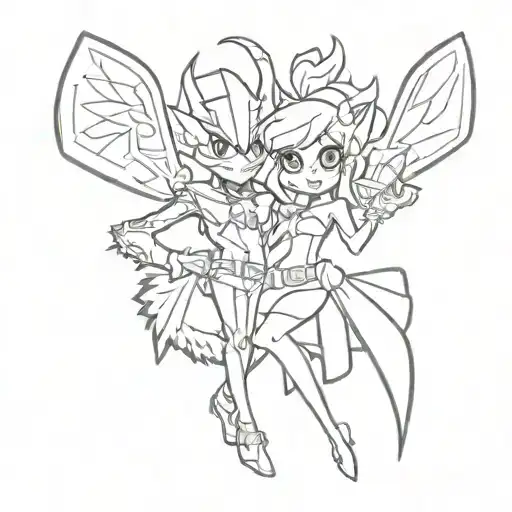 husker and angel from hotel hazbin hotel tattoo design idea