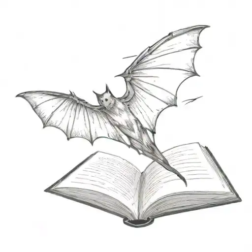 open book and bat wings tattoo design idea