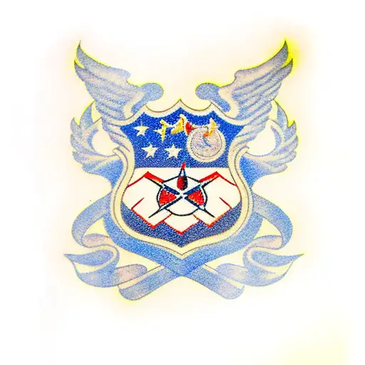 US Air Force Flag with wings and flames tattoo design idea