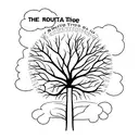 Oak tree with text on the routes tattoo design idea