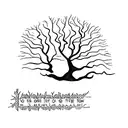 Oak tree with text on the routes tattoo design idea