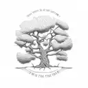 Oak tree with text on the routes tattoo design idea