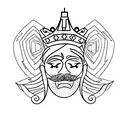 names Katja and Aleksej in heart with king and queen crowns tattoo design idea