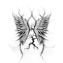 wings tree with trible roots tattoo design idea