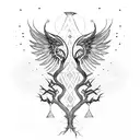 wings tree with trible roots tattoo design idea