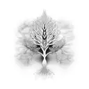 wings tree with tribal roots tattoo design idea