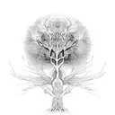 wings tree with tribal roots tattoo design idea