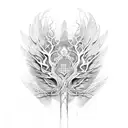 wings tree with tribal roots tattoo design idea