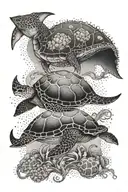manta ray and turtle tattoo design idea