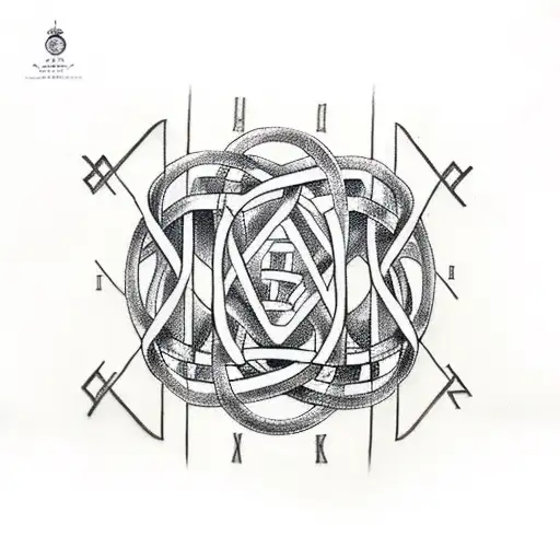 A tattoo of a DNA double helix with Greek key patterns, representing the client's passion for science and Greek mythology tattoo design idea