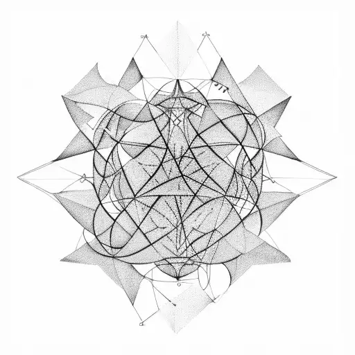 A geometric representation of the Fibonacci sequence intertwined with Greek mythology figures tattoo design idea