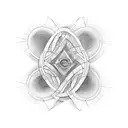 A geometric representation of the Fibonacci sequence intertwined with Greek mythology figures tattoo design idea