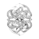 A geometric representation of the Fibonacci sequence intertwined with Greek mythology figures tattoo design idea