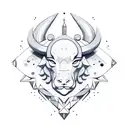 A sketch-style animation of the client's zodiac sign interacting with their favorite animal tattoo design idea