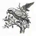 skeleton twocan bird in skeleton tree branch tattoo design idea