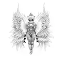 gym pose with wings tattoo design idea