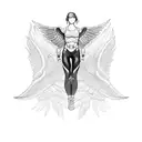 gym pose with wings tattoo design idea