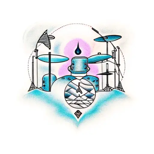 A soundwave pattern forming the shape of a drum set tattoo design idea