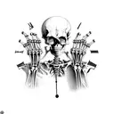 A hand skeleton with clock tattoo design idea