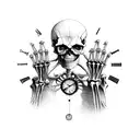 A hand skeleton with clock tattoo design idea