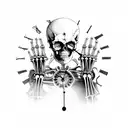 A hand skeleton with clock tattoo design idea