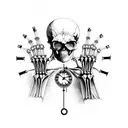 A hand skeleton with clock tattoo design idea