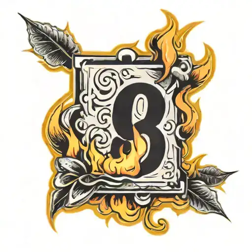 burning paper with numbers 90 60 90 tattoo design idea