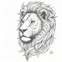 calm lion head profile speaking theme courage, dearheart tattoo design idea