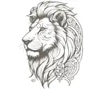 calm lion head profile speaking theme courage, dearheart tattoo design idea