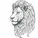 calm lion head profile speaking theme courage, dearheart tattoo design idea