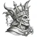 jester wearing king's crown tattoo design idea