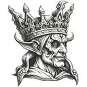 jester wearing king's crown tattoo design idea