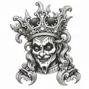 jester wearing king's crown tattoo design idea