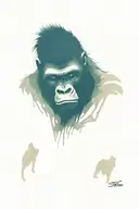 angry Silverback gorilla, with indigenous costume tattoo design idea