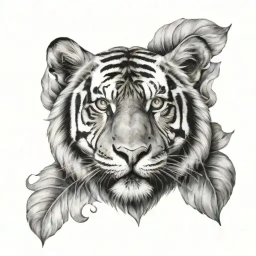 tiger face heart shape tattoo design idea