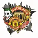 Manchester United with NYC skyline with Joker and Robin tattoo design idea
