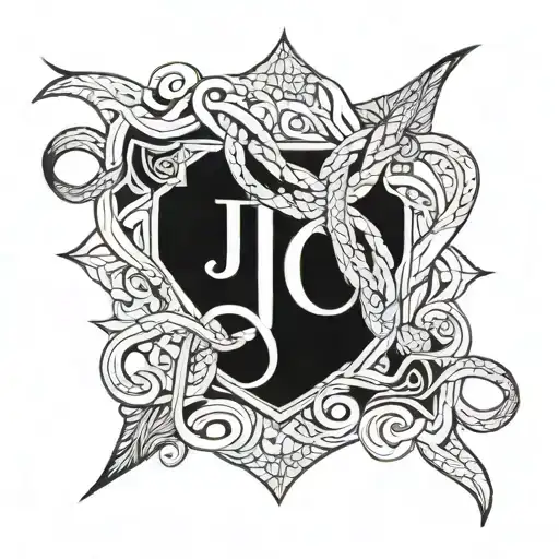J C J initials intertwined tattoo design idea