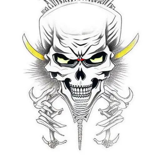 Japanese Samurai Skeleton fighting Skelton Dragon  tattoo design idea