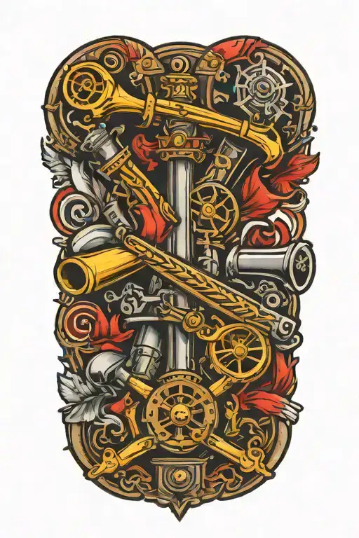 crossed cannons tattoo design idea
