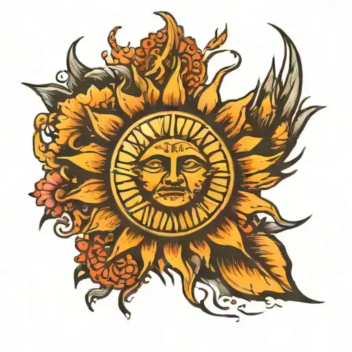 sun rays tattoo design idea
