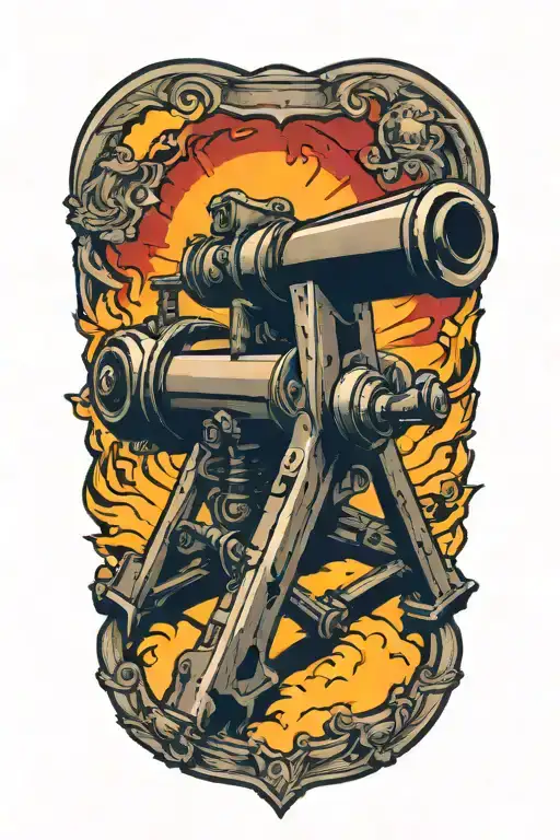 artillery cross cannon tattoo design idea
