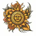 sun rays tattoo design idea